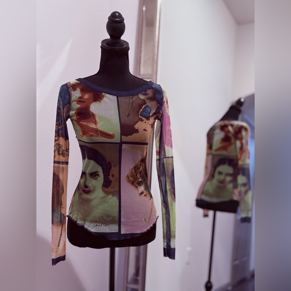 Jean Paul Gaultier 2002 Portrait Collection Multicolor Long Sleeve Top